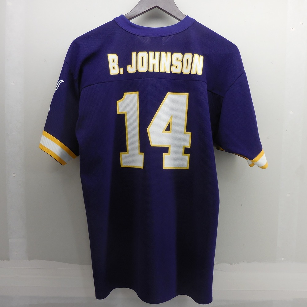 Vintage Minnesota Vikings Brad‎ Johnson 14 Jersey Logo 7 Purple XL 18/20 NFL 90s